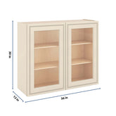 J&K Pearl Glazed H9 Wall Glass Cabinet - 36" W x 30" H (No Glass Insert)
