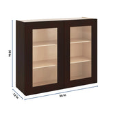 J&K Java Coffee S1 Wall Glass Cabinet - 36" W x 30" H (No Glass Insert)