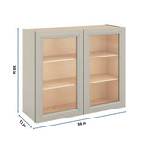 J&K Pebble B6 Wall Glass Cabinet - 36" W x 30" H (No Glass Insert)