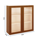 J&K Mocha Glazed K10 Wall Glass Cabinet - 36" W x 36" H (No Glass Insert)