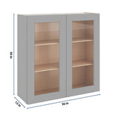 J&K Castle Grey S5 Wall Glass Cabinet - 36" W x 36" H (No Glass Insert)