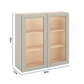 J&K Pebble B6 Wall Glass Cabinet - 36" W x 36" H (No Glass Insert)