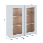 J&K White Shaker S8 Wall Glass Cabinet - 36" W x 36" H (No Glass Insert)