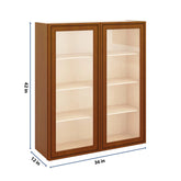 J&K Mocha Glazed K10 Wall Glass Cabinet - 36" W x 42" H (No Glass Insert)