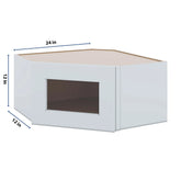 J&K White Shaker S8 Wall Diagonal Glass Insert- 24" W x 12" H (No Glass Insert)