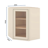 J&K Pearl Glazed H9 Wall Diagonal Glass Insert- 24" W x 30" H (No Glass Insert)
