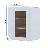 J&K White Shaker S8 Wall Diagonal Glass Insert- 24" W x 30" H (No Glass Insert)