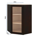 J&K Espresso K8 Wall Diagonal Glass Insert- 24" W x 36" H (No Glass Insert)