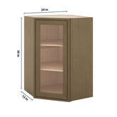 J&K Hazel H8 Wall Diagonal Glass Insert- 24" W x 36" H (No Glass Insert)