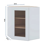 J&K White Shaker S8 Wall Diagonal Glass Insert- 24" W x 36" H (No Glass Insert)