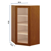 J&K Mocha Glazed K10 Wall Diagonal Glass Insert- 24" W x 42" H (No Glass Insert)