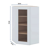 J&K White Shaker S8 Wall Diagonal Glass Insert- 24" W x 42" H (No Glass Insert)