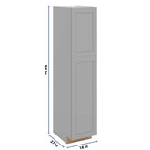 J&K Castle Grey S5 Pantry w/Roll-Out Trays 18" W x 84" H x 27" D