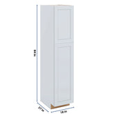 J&K White Shaker S8 Pantry w/Roll-Out Trays 18" W x 84" H x 27" D