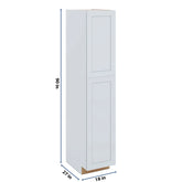 J&K White Shaker S8 Pantry w/Roll-Out Trays 18" W x 90" H x 27" D