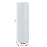 J&K White Shaker S8 Pantry w/Roll-Out Trays 18" W x 96" H x 27" D