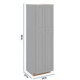 J&K Castle Grey S5 Pantry w/Roll-Out Trays 24" W x 84" H x 27" D