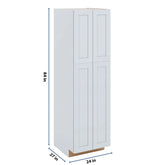 J&K White Shaker S8 Pantry w/Roll-Out Trays 24" W x 84" H x 27" D