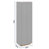 J&K Castle Grey S5 Pantry w/Roll-Out Trays 24" W x 90" H x 27" D
