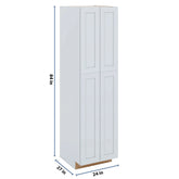 J&K White Shaker S8 Pantry w/Roll-Out Trays 24" W x 90" H x 27" D