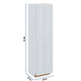 J&K White Shaker S8 Pantry w/Roll-Out Trays 24" W x 96" H x 27" D