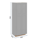 J&K Castle Grey S5 Pantry w/Roll-Out Trays 30" W x 84" H x 27" D