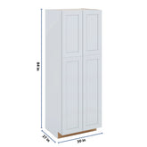J&K White Shaker S8 Pantry w/Roll-Out Trays 30" W x 84" H x 27" D