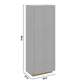 J&K Castle Grey S5 Pantry w/Roll-Out Trays 30" W x 90" H x 27" D