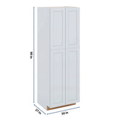 J&K White Shaker S8 Pantry w/Roll-Out Trays 30" W x 90" H x 27" D