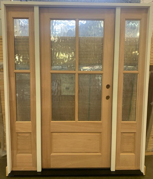 5/9x6/8 Exterior Mahogany Door 3/4 4 Lite with Sidelights