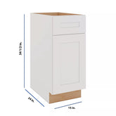 Modernform Cabinet White Shaker 15" W X 34 1/2" H X 24" D Single Door Base Cabinet