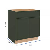 Modernform Cabinet Slim Sage Green 30" W X 34 1/2" H X 24" D Double Door Base Cabinet