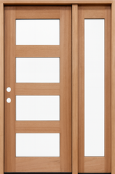 53 in x 80 in Exterior Mahogany Door | 1 Lite with Left Sidelight