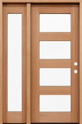 53 in x 80 in Exterior Mahogany Door | 1 Lite with Left Sidelight