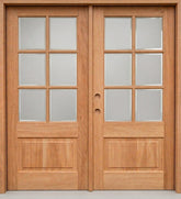 6/0x6/8 Mahogany Prehung Front Double Door | 6 Lite Without Moulding