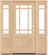 5 ft. 9 in. x 6 ft. 8 in. Exterior Mahogany 9 Lite Marginal Prairie Door with Sidelites