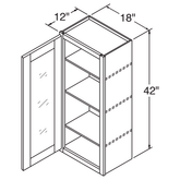 Frosted Glass Door Wall Kitchen Cabinet WMD1842 Shaker Toffee 18 in. width 42 in. height 12 in. depth - Kitchen Cabinets