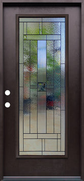 Hometown 3/0x6/8 Full Lite Prehung Fiberglass Door in Dark Walnut