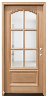 3/0x6/8 Arched Mahogany Prehung Front Door With 6 Lites