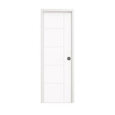18 in. x 80 in. 1-Panel Shaker Solid Core Primed White MDF Prehung Interior Door with Black Hinges - Interior Doors