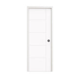 18 in. x 80 in. 1-Panel Shaker Solid Core Primed White MDF Prehung Interior Door with Black Hinges - Interior Doors