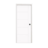 18 in. x 80 in. 1-Panel Shaker Solid Core Primed White MDF Prehung Interior Door with Black Hinges - Interior Doors