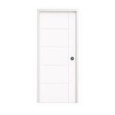 18 in. x 80 in. 1-Panel Shaker Solid Core Primed White MDF Prehung Interior Door with Black Hinges - Interior Doors