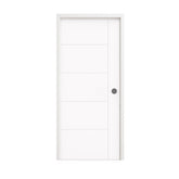 18 in. x 80 in. 1-Panel Shaker Solid Core Primed White MDF Prehung Interior Door with Black Hinges - Interior Doors