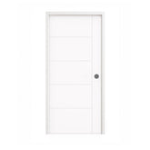 18 in. x 80 in. 1-Panel Shaker Solid Core Primed White MDF Prehung Interior Door with Black Hinges - Interior Doors