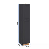 Modernform Cabinet Onyx Black Shaker 18" W X 96" H X 24" D Tall Pantry Cabinet