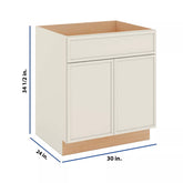 Modernform Cabinet Slim Dove White 30" W X 34 1/2" H X 24" D Double Door Sink Base Cabinet