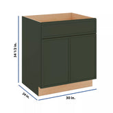 Modernform Cabinet Slim Sage Green 30" W X 34 1/2" H X 24" D Double Door Sink Base Cabinet
