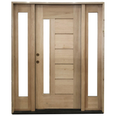 5/9x6/8 Mahogany Prehung Front Door | One Line Glass with Two Sidelites