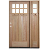 Crafstman 53 in x 80 in Exterior Mahogany Door with 1 Sidelite